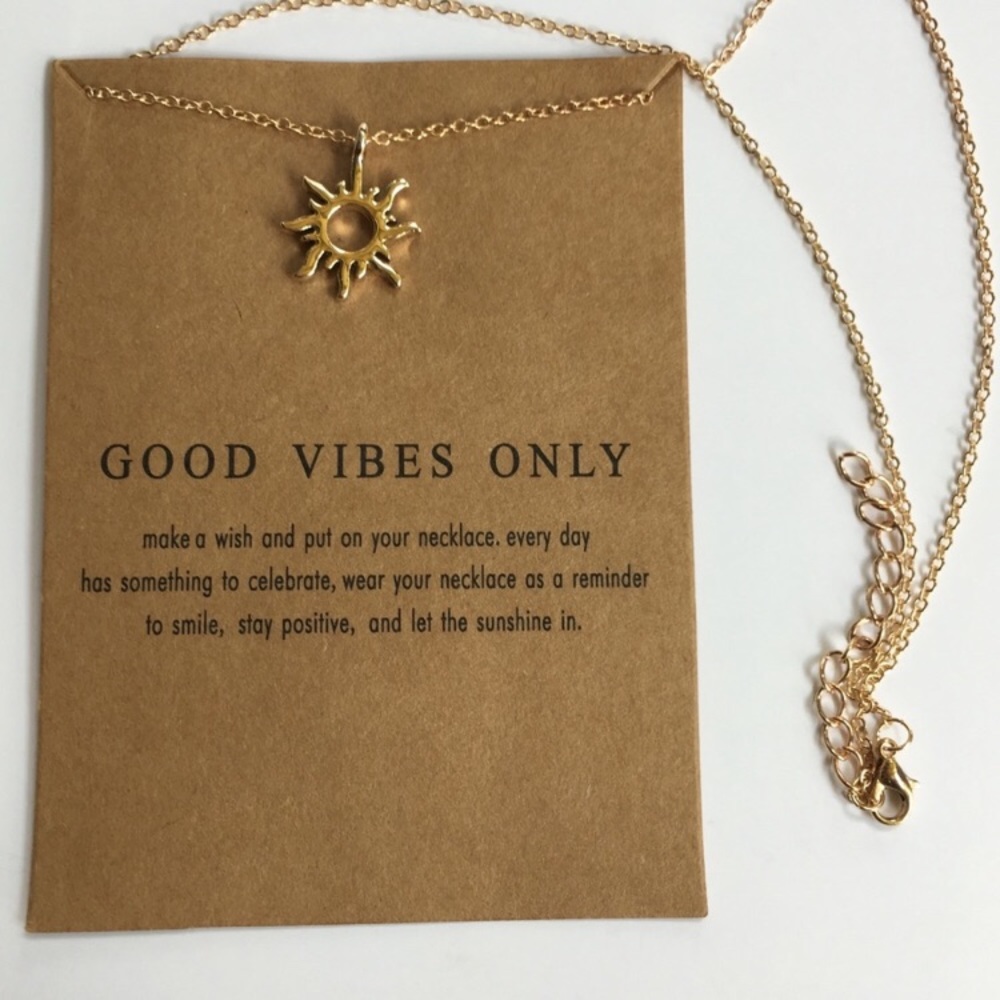 Good Vibes Only Sun Gold Toned Necklace - Picture 4 of 8